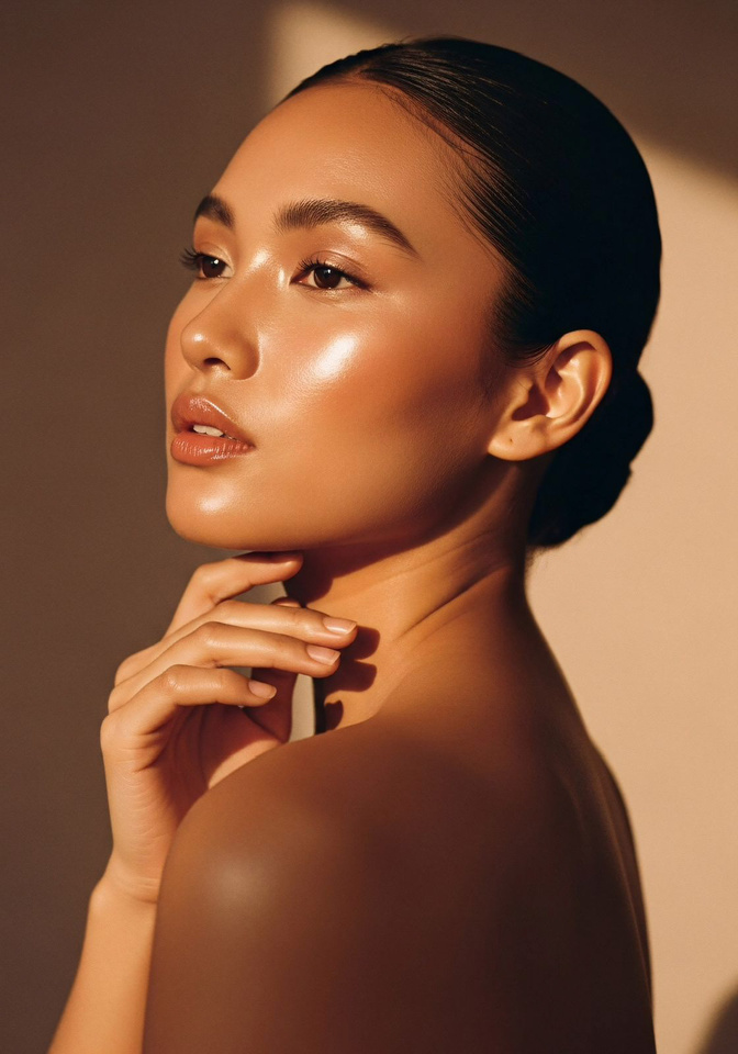 Golden-hour light on luminous skin
